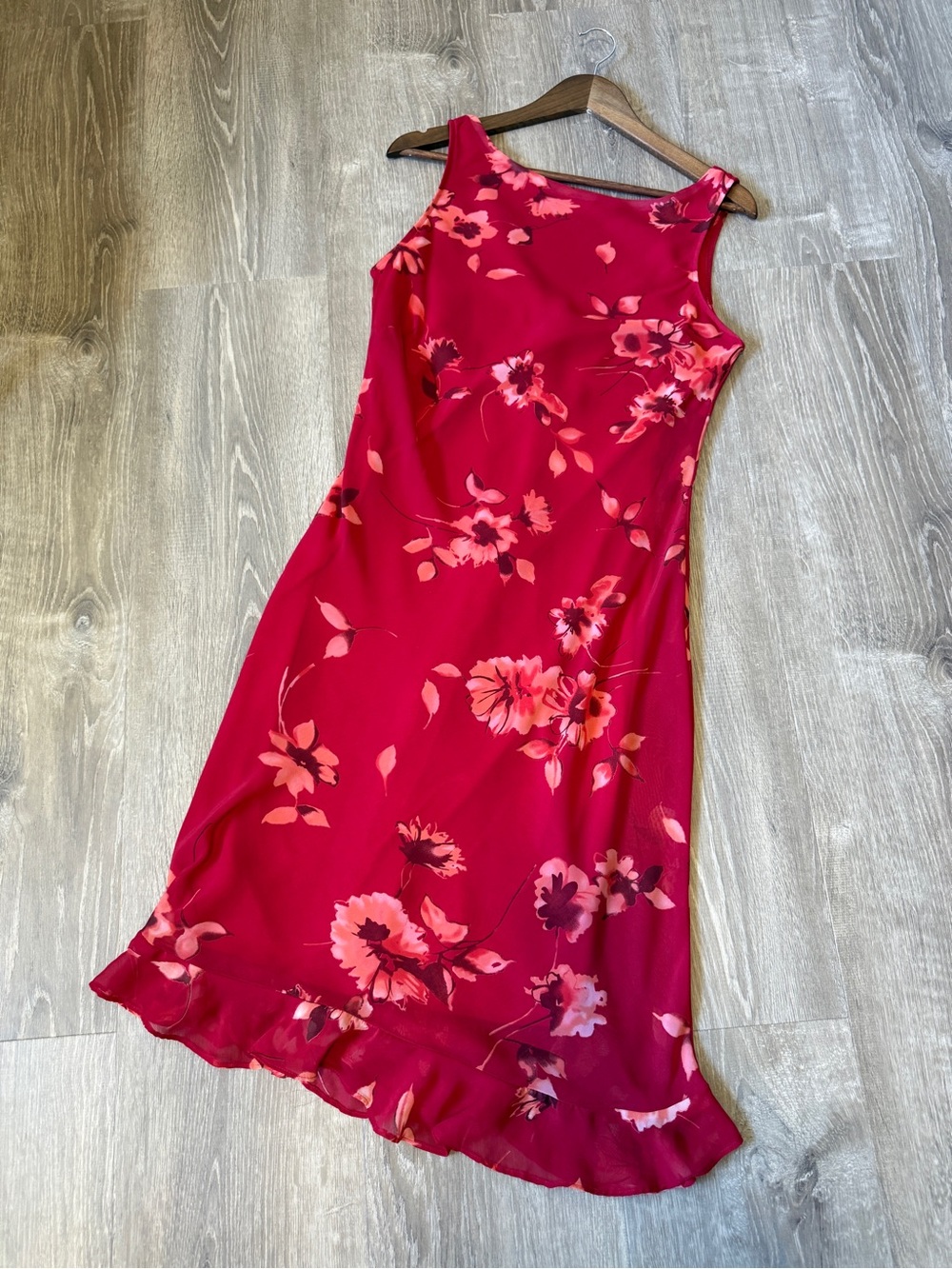 Johnnie M. Red Floral Midi Dress – Size 14 - Picture 4 of 7